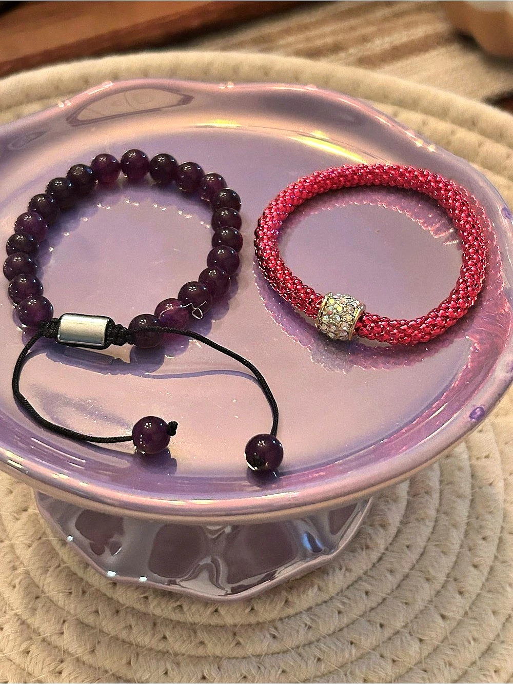 Purple & Red Beaded Bracelet Set NWOT